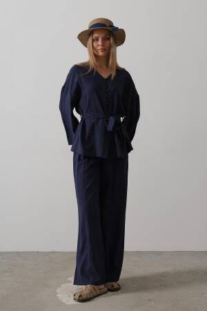 Tie Waist Tunic And Tie Waist Trousers Set - Brand: Reyon - Women's Clothing Wholesale - Globality Store