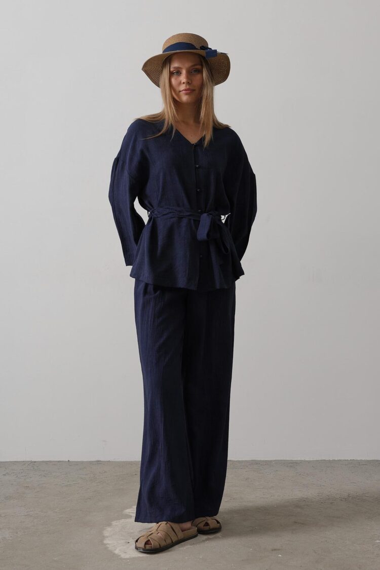 Tie Waist Tunic And Tie Waist Trousers Set
