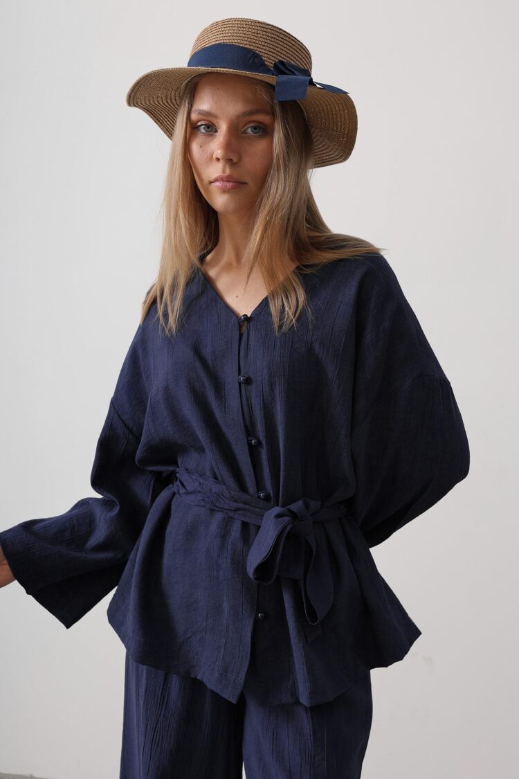 Tie Waist Tunic And Tie Waist Trousers Set