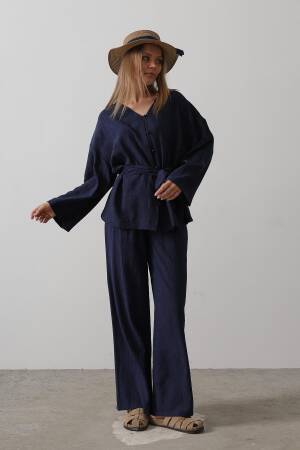 Tie Waist Tunic And Tie Waist Trousers Set - Brand: Reyon - Women's Clothing Wholesale - Globality Store