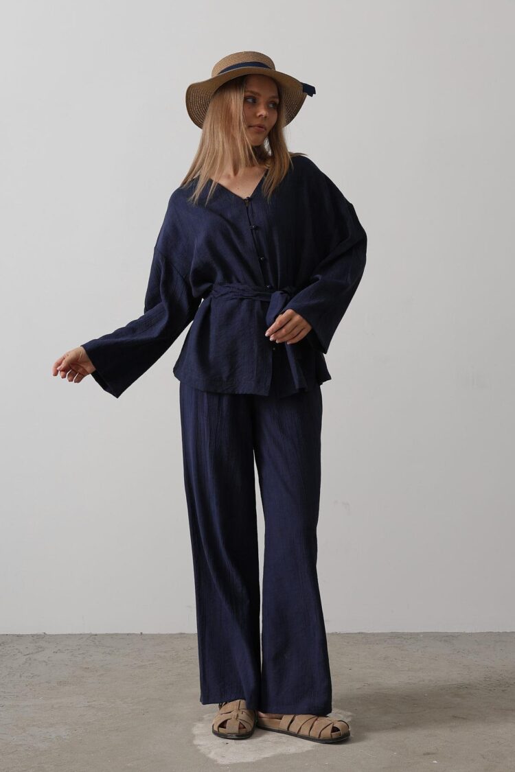Tie Waist Tunic And Tie Waist Trousers Set