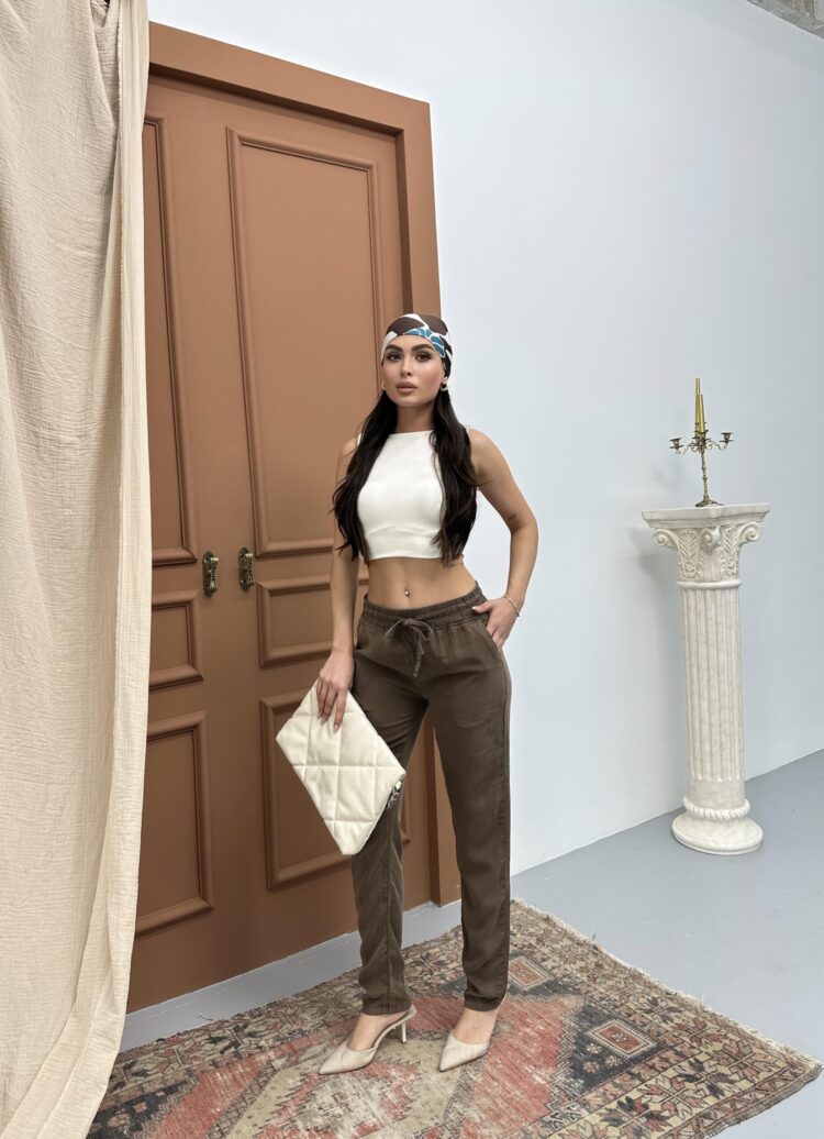 Women's Elastic Waist Slim Leg Coffee Jogger Pants