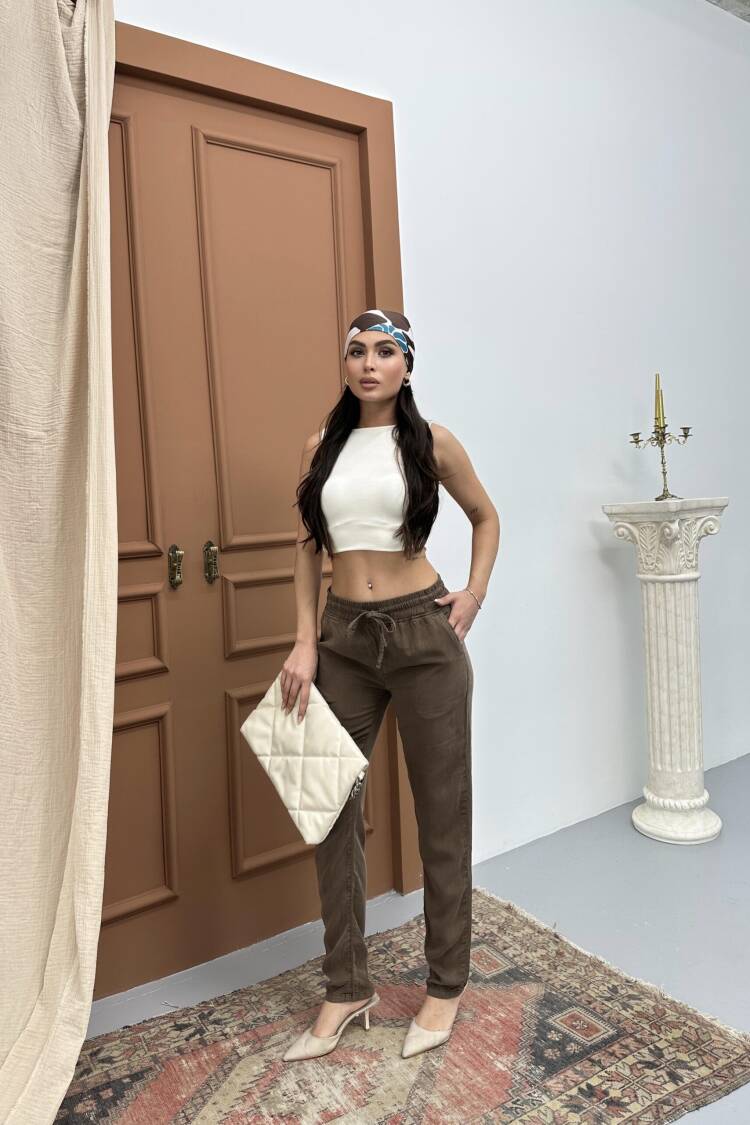 Women's Elastic Waist Slim Leg Coffee Jogger Pants