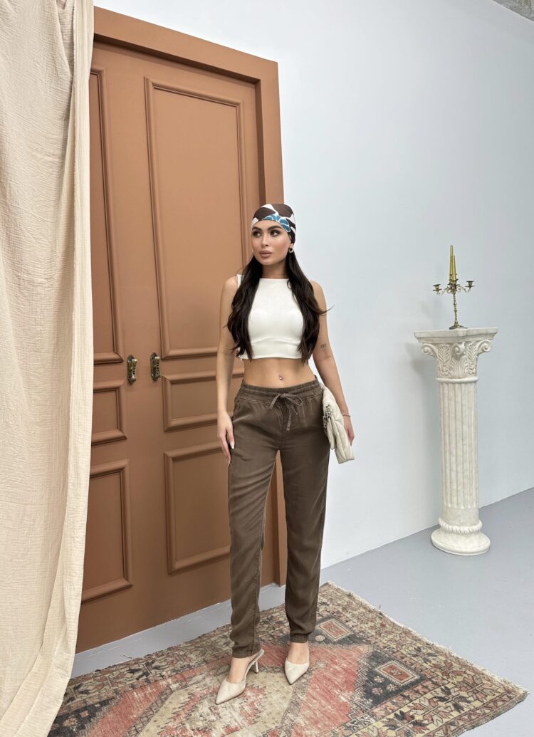 Women's Elastic Waist Slim Leg Coffee Jogger Pants