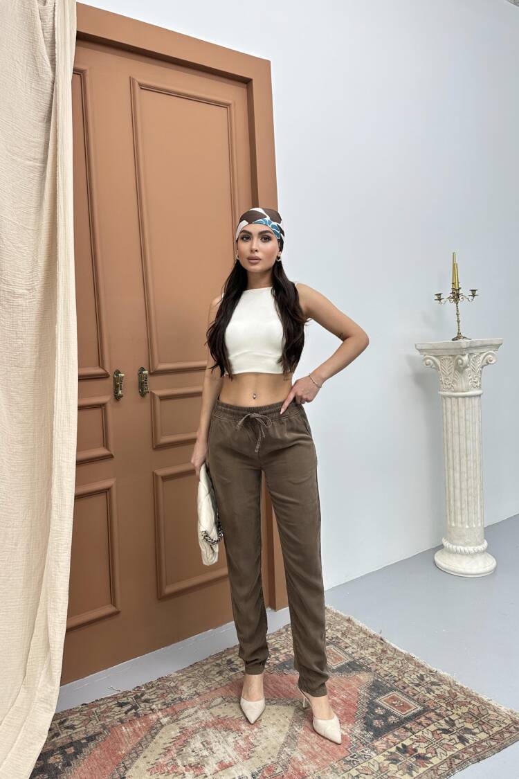 Women's Elastic Waist Slim Leg Coffee Jogger Pants