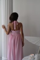 WholesaleNeck Tie Up Linen Dress - Brand: Elisa - Women's Clothing Wholesale - Globality Store