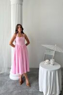 WholesaleNeck Tie Up Linen Dress - Brand: Elisa - Women's Clothing Wholesale - Globality Store