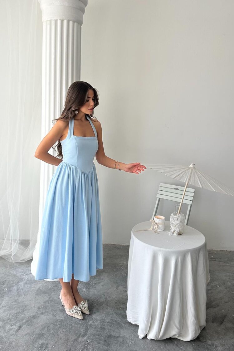 WholesaleNeck Tie Up Linen Dress