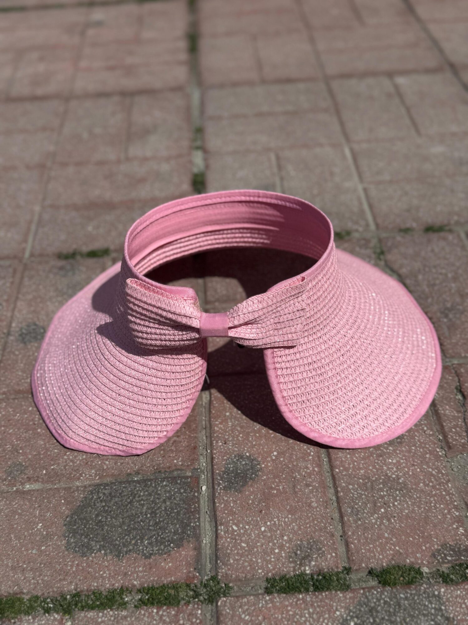 Wide Top Open Straw Visor Hat With Bow - Brand: Axesoire - Women's Clothing Wholesale - Globality Store