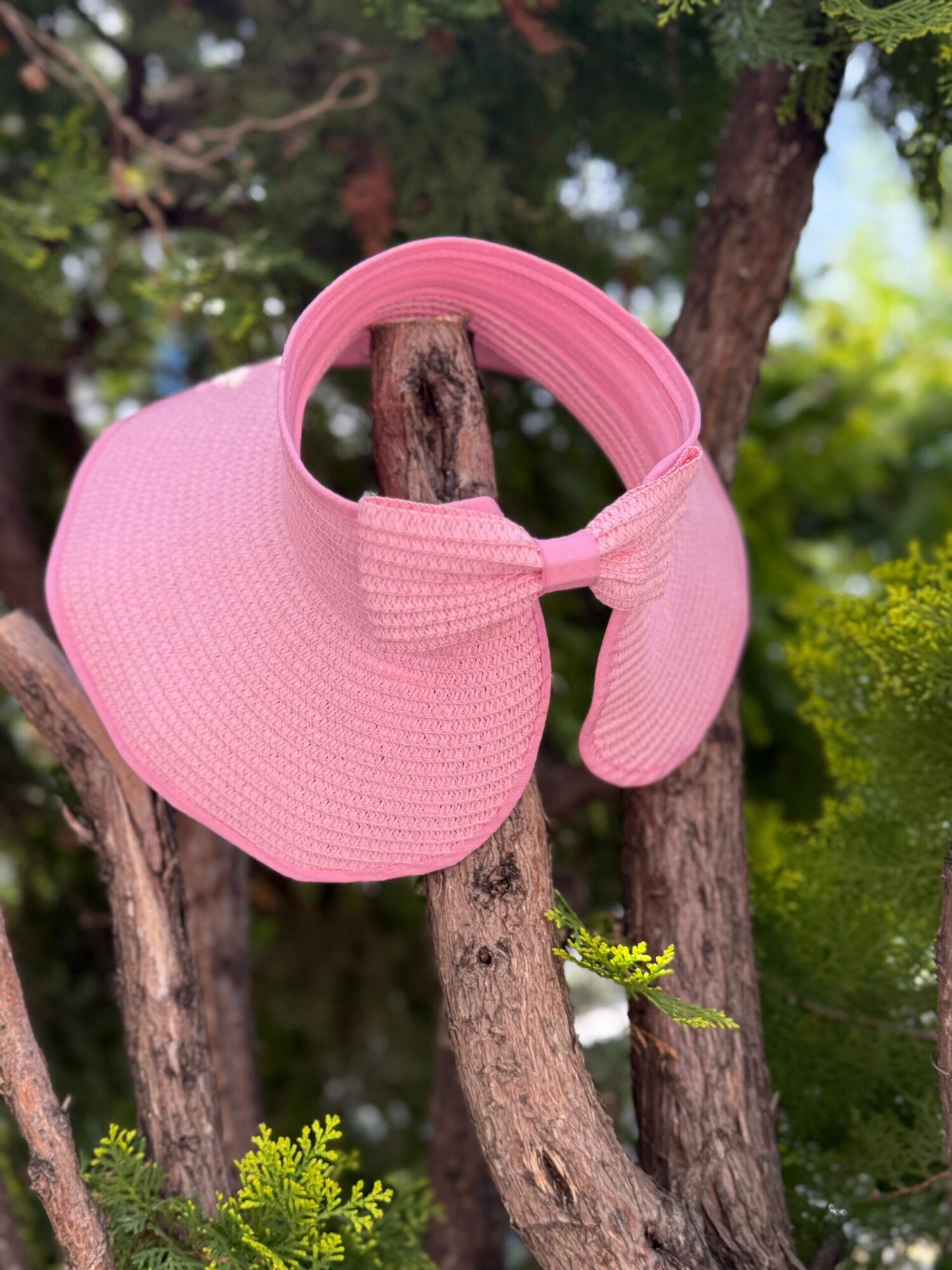 Wide Top Open Straw Visor Hat With Bow - Brand: Axesoire - Women's Clothing Wholesale - Globality Store