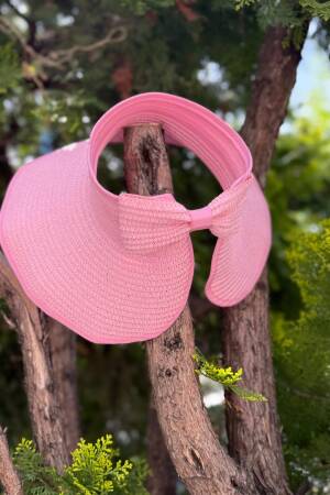 Wide Top Open Straw Visor Hat With Bow - Brand: Axesoire - Women's Clothing Wholesale - Globality Store