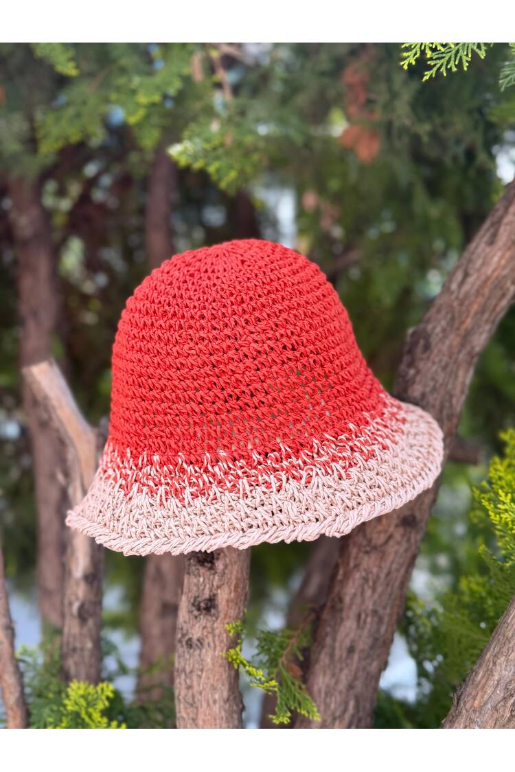 Hand-Knitted Straw Hat