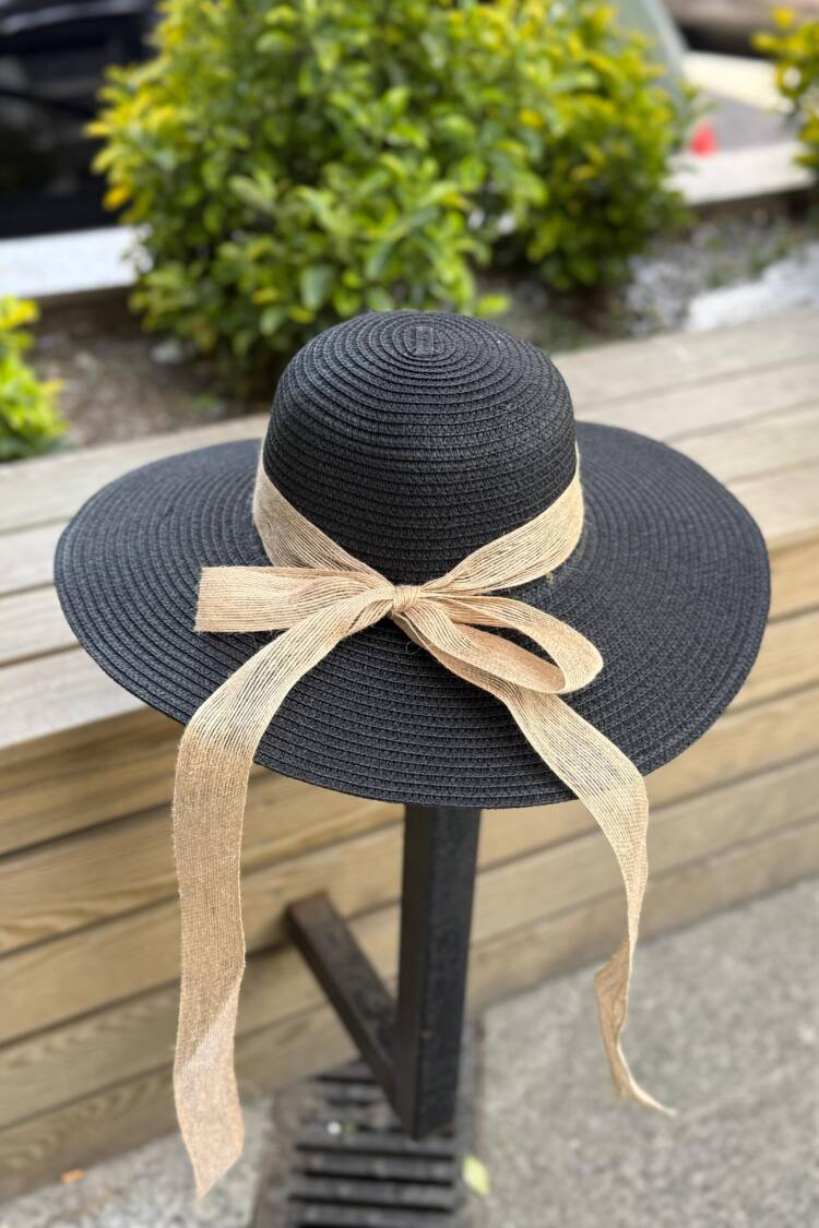 Wide Straw Hat With Jute Rope Bow - Brand: Axesoire - Women's Clothing Wholesale - Globality Store