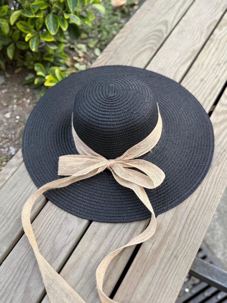 Wide Straw Hat With Jute Rope Bow