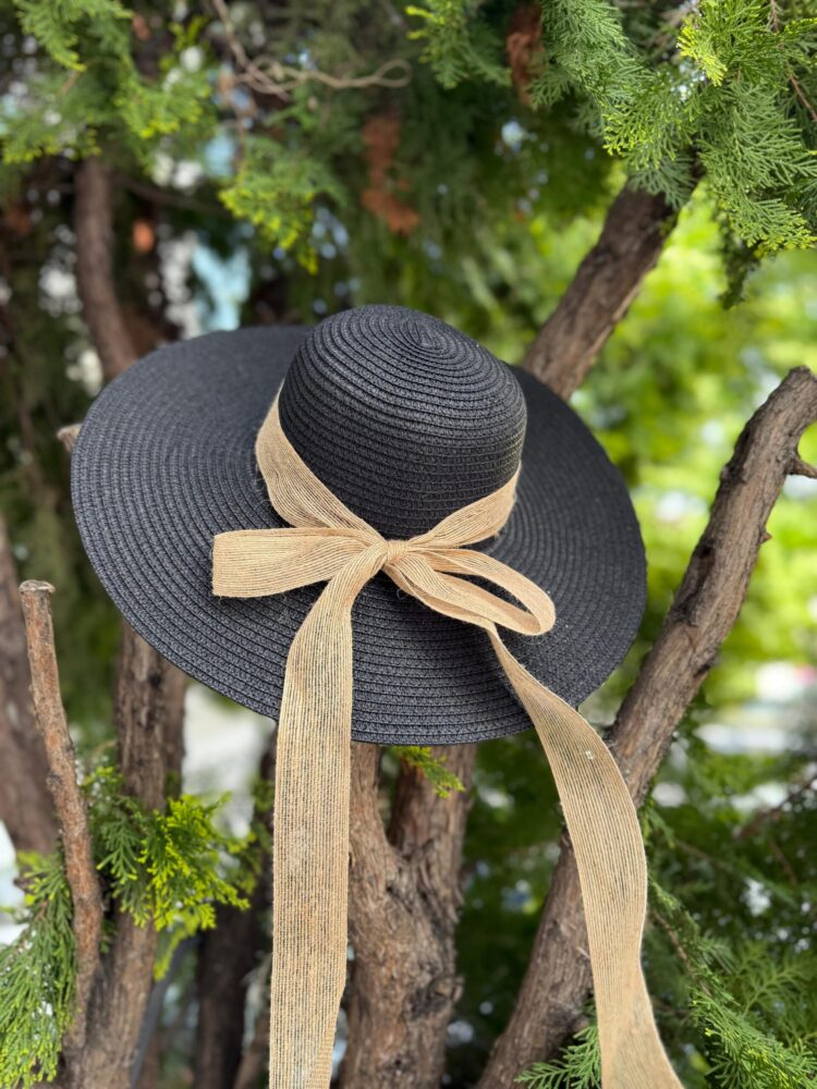 Wide Straw Hat With Jute Rope Bow