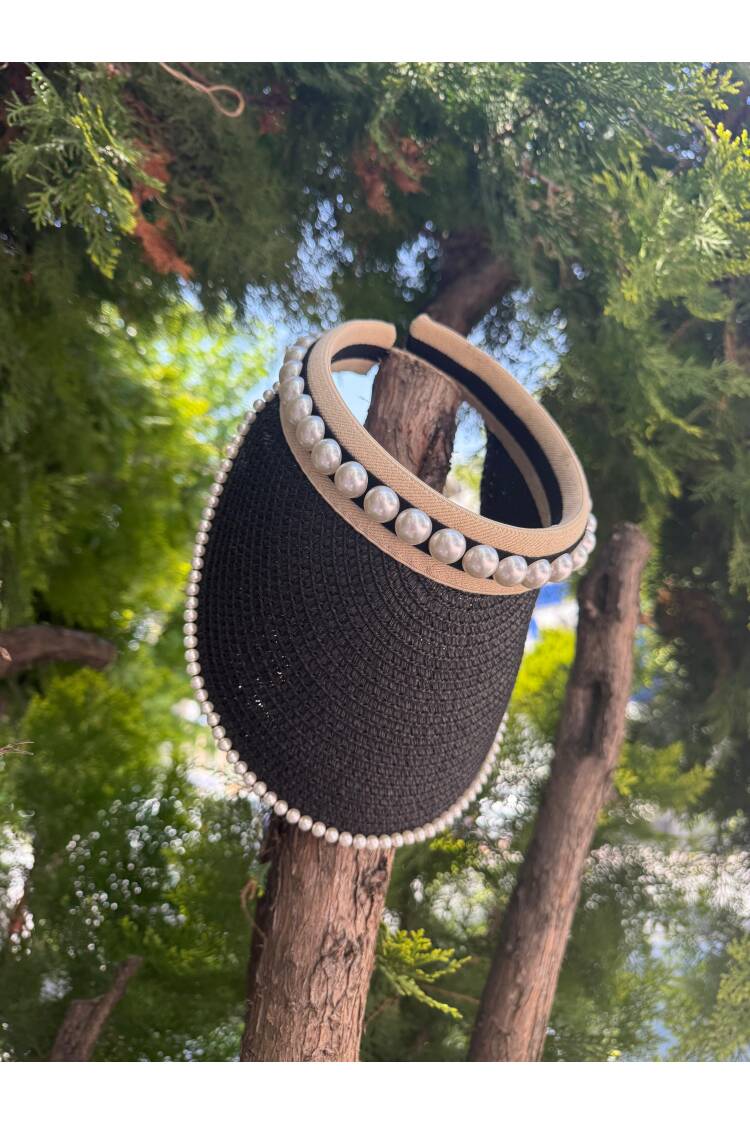 Pearlescent Straw Top Open Visor Tennis Hat - Brand: Axesoire - Women's Clothing Wholesale - Globality Store