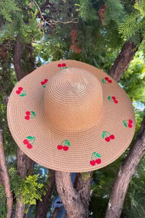Cherry Embroidered Wide Straw Hat - Brand: Axesoire - Women's Clothing Wholesale - Globality Store