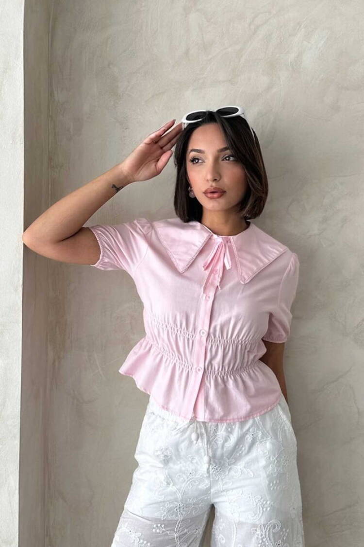 Collar Detailed Ruffle Shirt - Brand: Topshow - Women's Clothing Wholesale - Globality Store