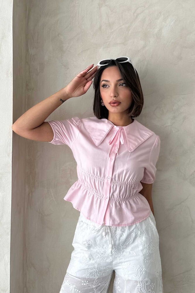 Collar Detailed Ruffle Shirt - Brand: Topshow - Women's Clothing Wholesale - Globality Store