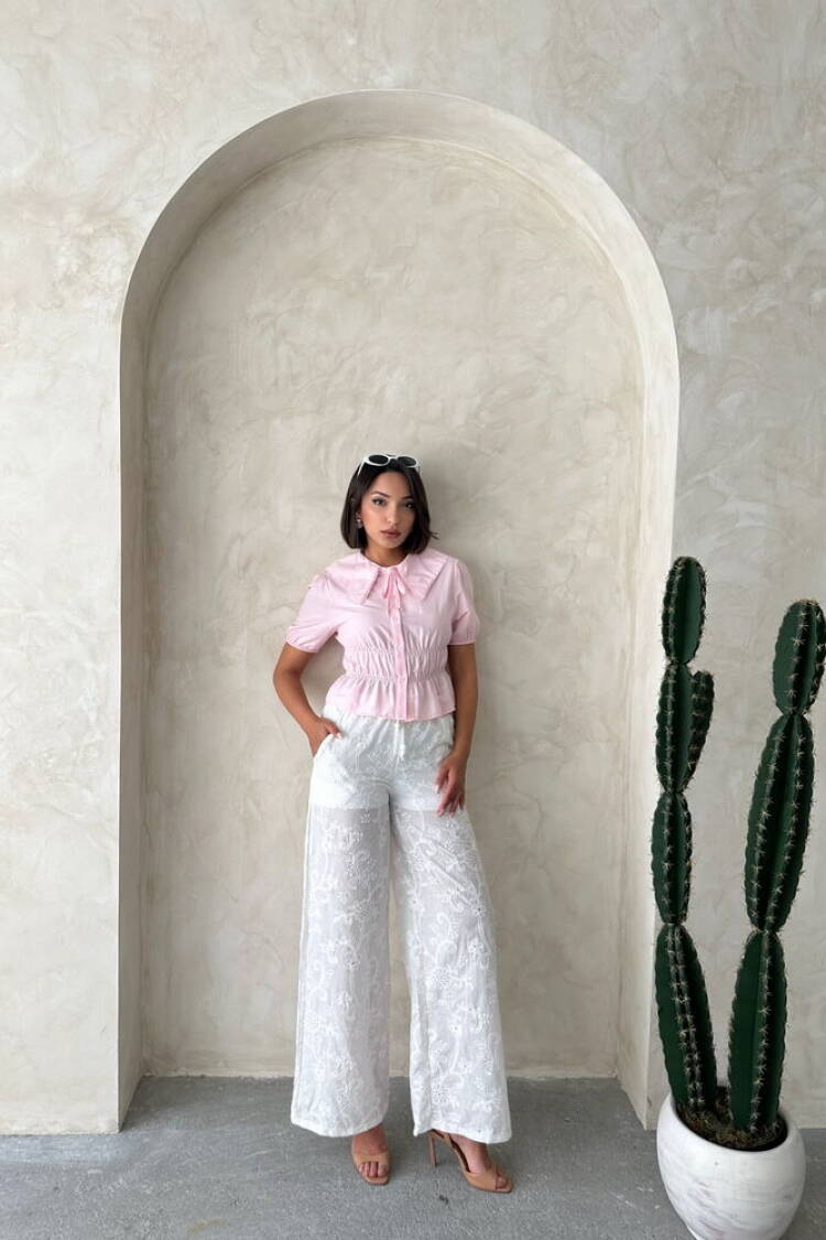 Collar Detailed Ruffle Shirt