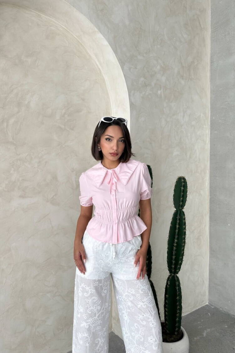 Collar Detailed Ruffle Shirt