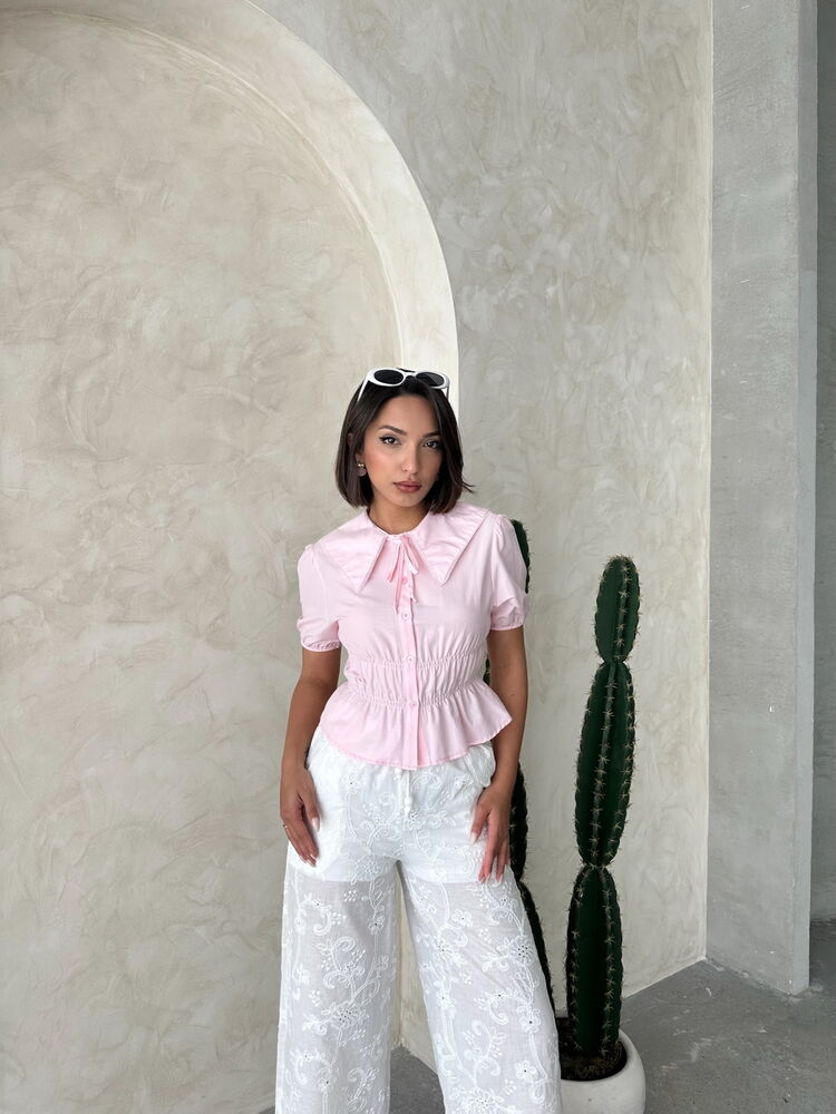 Collar Detailed Ruffle Shirt