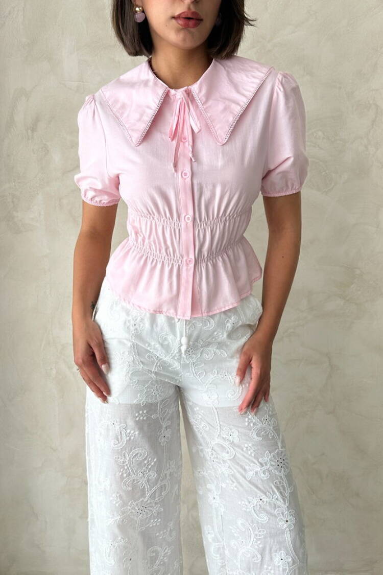 Collar Detailed Ruffle Shirt