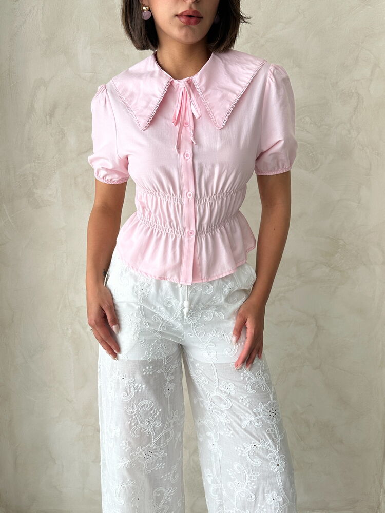 Collar Detailed Ruffle Shirt
