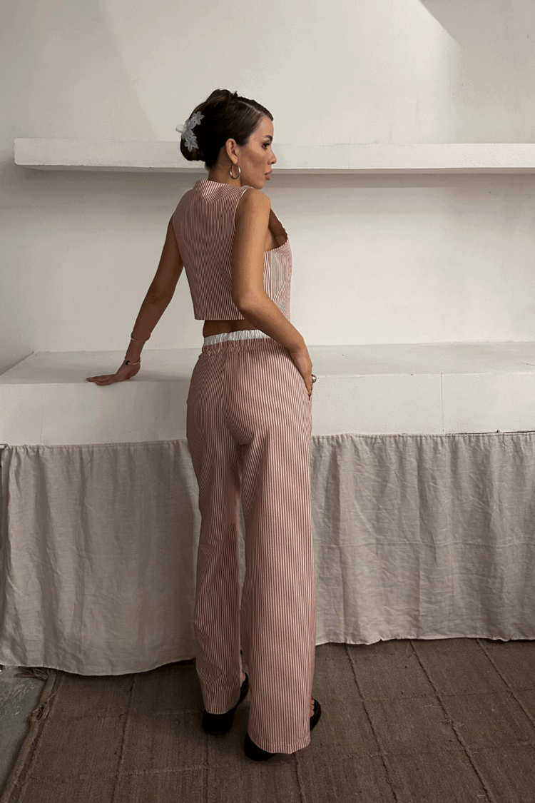 Wafer Striped Vest - Trousers Suit