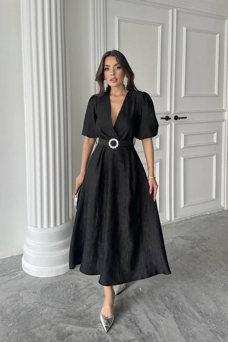 WholesaleSparkling Belted Double-breasted Dress