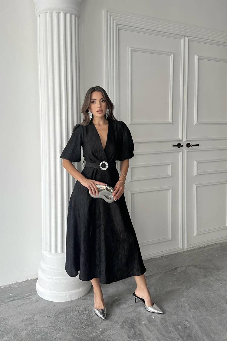 WholesaleSparkling Belted Double-breasted Dress