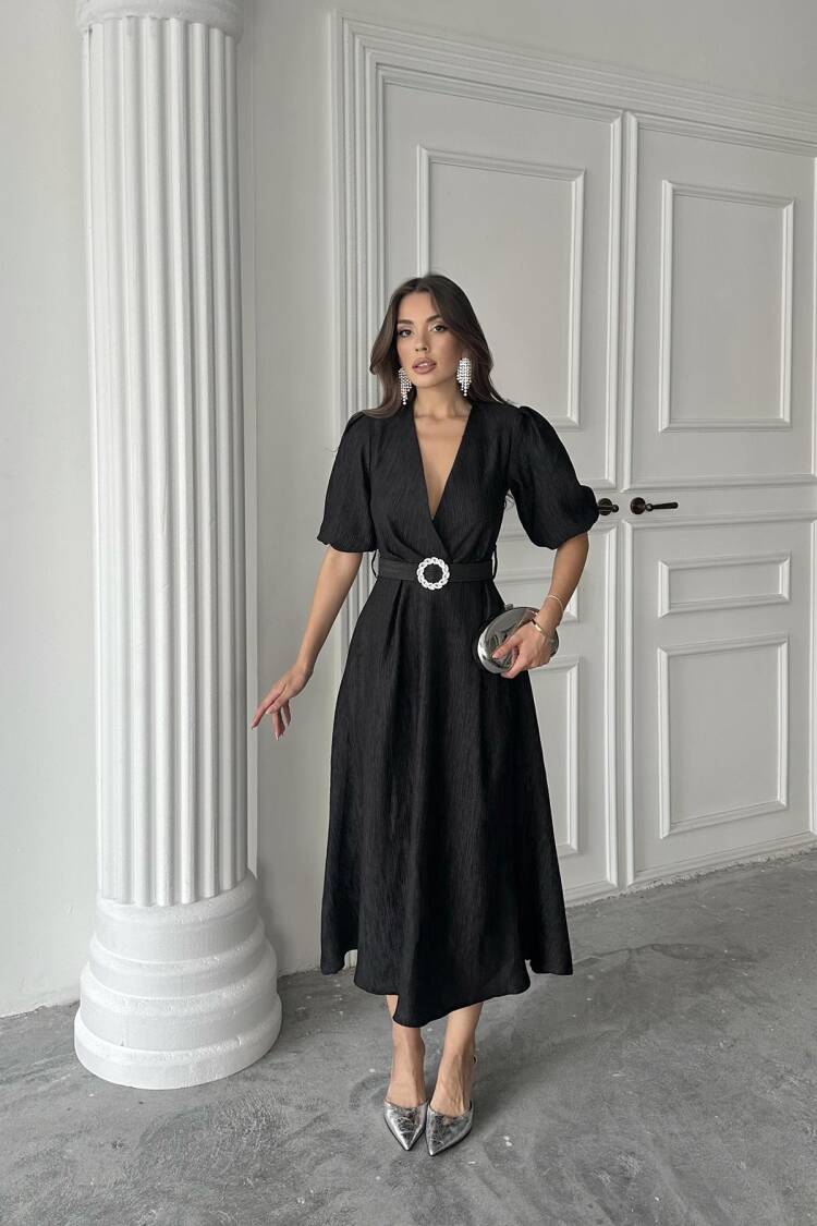 WholesaleSparkling Belted Double-breasted Dress