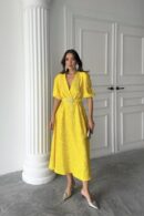 WholesaleSparkling Belted Double-breasted Dress - Brand: Elisa - Women's Clothing Wholesale - Globality Store