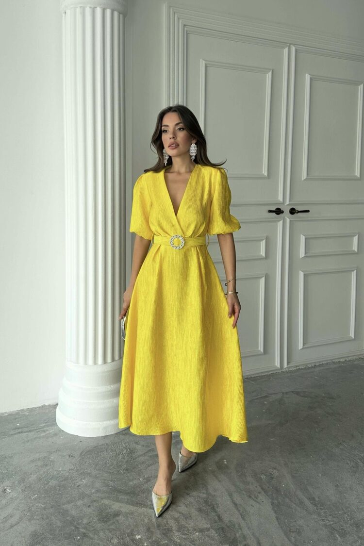 WholesaleSparkling Belted Double-breasted Dress