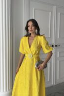 WholesaleSparkling Belted Double-breasted Dress - Brand: Elisa - Women's Clothing Wholesale - Globality Store