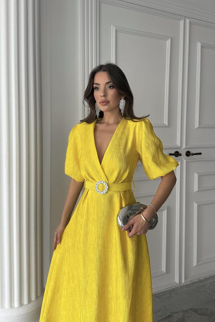 WholesaleSparkling Belted Double-breasted Dress