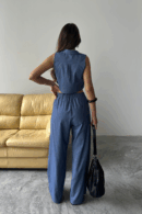 Tencel Crop Sleeveless Shirt - Pants Set - Brand: Ello - Women's Clothing Wholesale - Globality Store