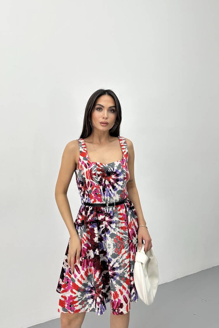 Square Collar Belted Dress