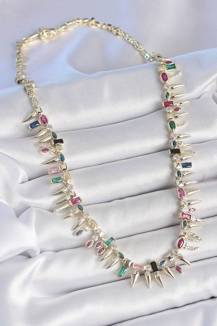 Brass Gold Color Zircon Stone Barb Model Vip Series Women Necklace