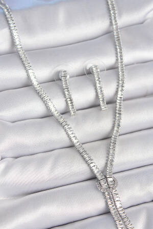 Brass Silver Color Waterway Zircon Stone Viping Series Women Necklace Set - Brand: Ebijuteri - Women's Clothing Wholesale - Globality Store