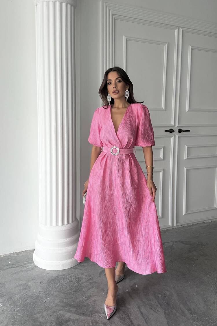 WholesaleSparkling Belted Double-breasted Dress
