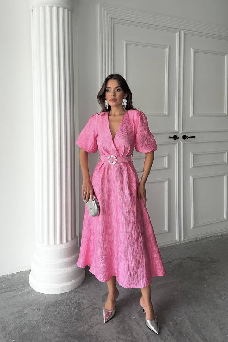 WholesaleSparkling Belted Double-breasted Dress