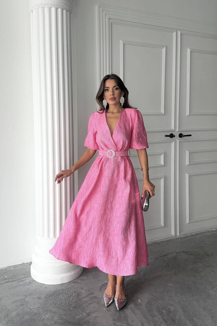 WholesaleSparkling Belted Double-breasted Dress