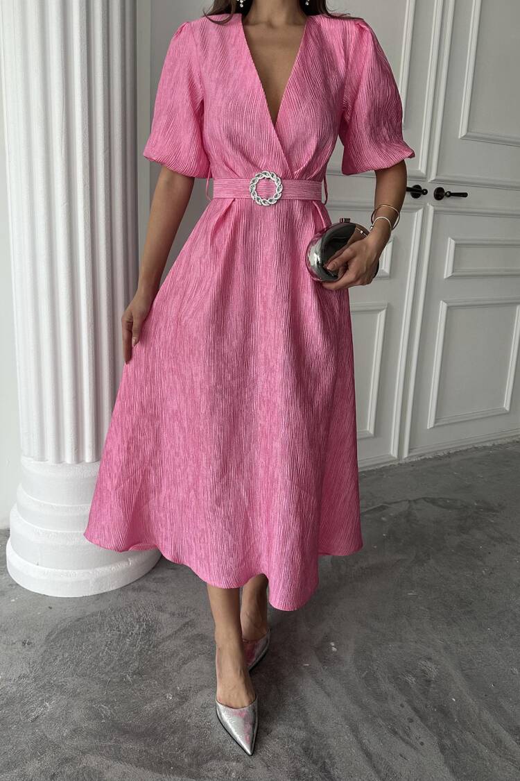 WholesaleSparkling Belted Double-breasted Dress