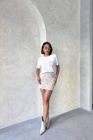 Pocket Detailed T-Shirt -Powder - Brand: Topshow - Women's Clothing Wholesale - Globality Store