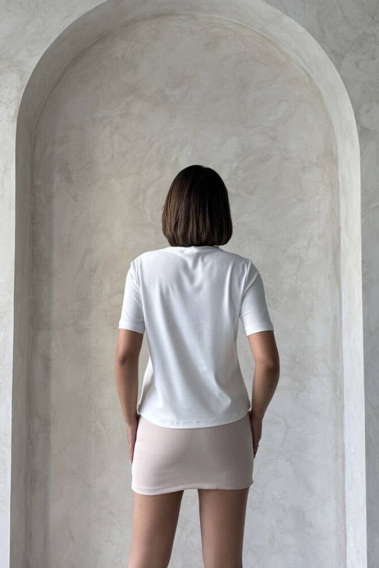 Pocket Detailed T-Shirt -Powder