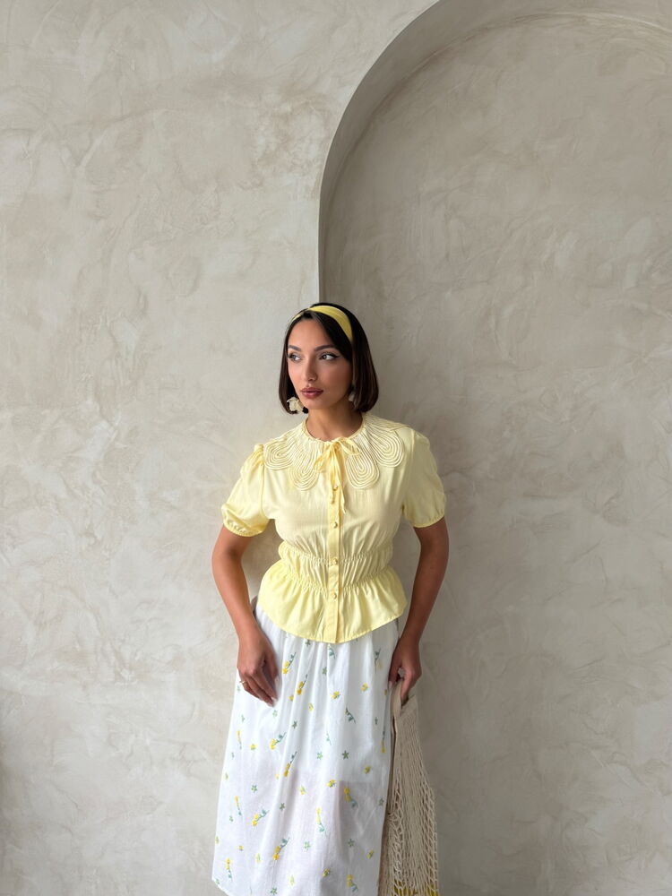 Collar Detailed Ruffle Shirt