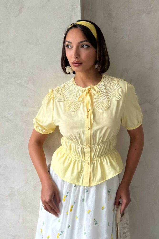 Collar Detailed Ruffle Shirt - Brand: Topshow - Women's Clothing Wholesale - Globality Store
