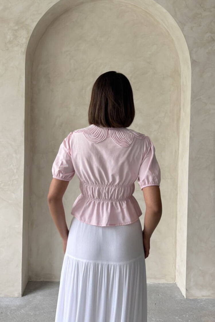 Collar Detailed Ruffle Shirt
