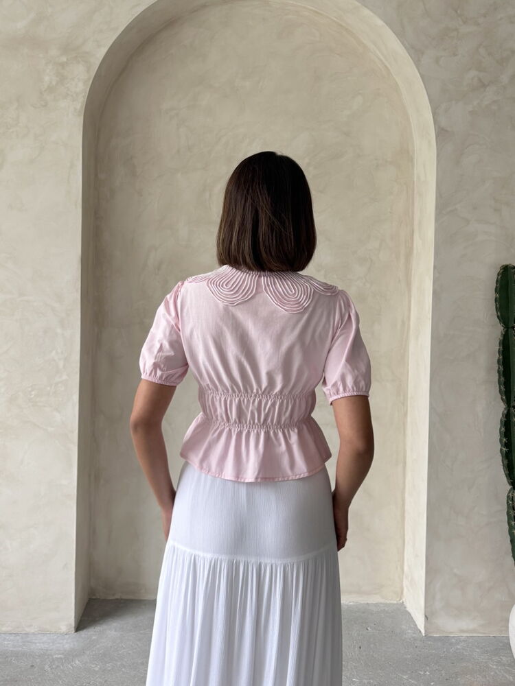 Collar Detailed Ruffle Shirt